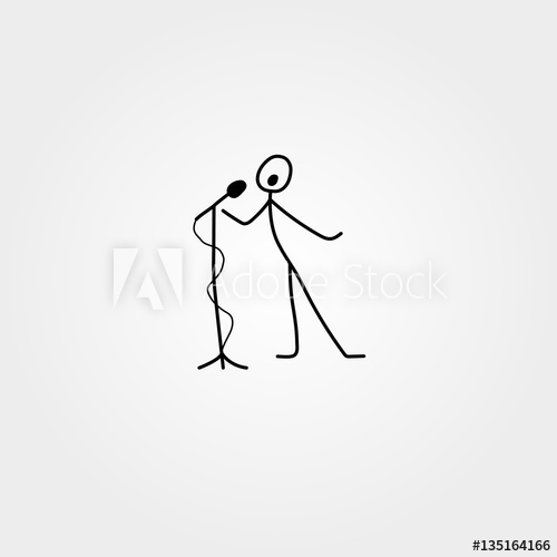 500x500 Cartoon Icon Of Sketch Stick Singer Figure In Cute Miniature - Sketch Stick