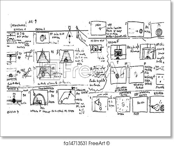 560x470 Free Art Print Of Storyboard Sketch. Storyboard Sketch Drawing In - Sketch Storyboard