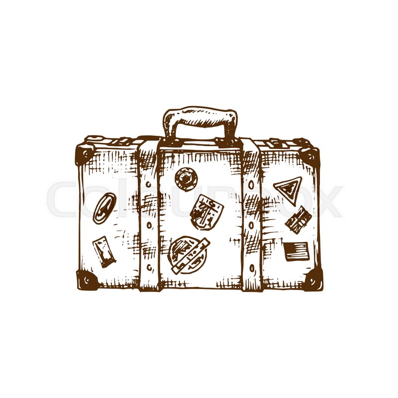 800x800 Hand Sketch Of Suitcase. Vector Illustration. Travel Symbol. Used - Sketch Suitcase