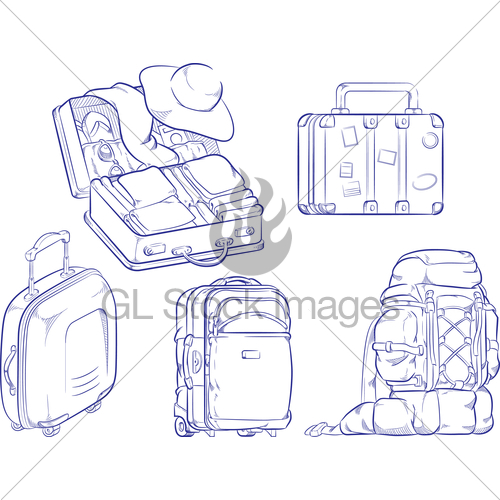 500x500 Sketch Of Travel Suitcase And Bag Gl Stock Images - Sketch Suitcase