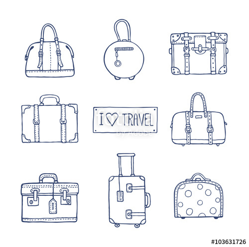 500x497 Vector Hand Drawn Artistic Sketch Illustration Of Vintage - Sketch Suitcase