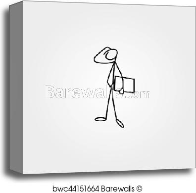 396x390 Canvas Print Of Cartoon Icon Of Sketch Business Man Stick Figure - Sketch Suitcase