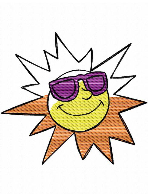 489x640 Summer Sun Sketch Embroidery Design Jazzy Zebra Designs - Sketch Sun