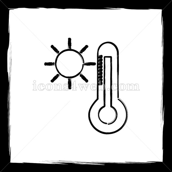 600x600 Sun And Thermometer Sketch Icon. - Sketch Sun