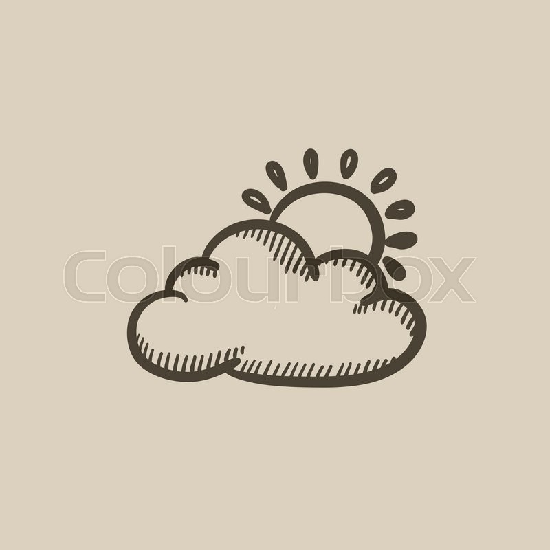 800x800 Sun With Cloud Vector Sketch Icon Isolated On Background. Hand - Sketch Sun