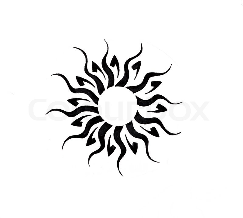 800x718 Tattoo Art, Sketch Of A Black Tribal, Sun Stock Photo Colourbox - Sketch Sun