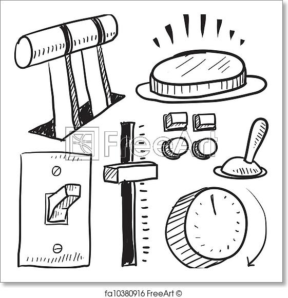 561x581 Free Art Print Of Levers And Switches Sketch. Doodle Style - Sketch Switch