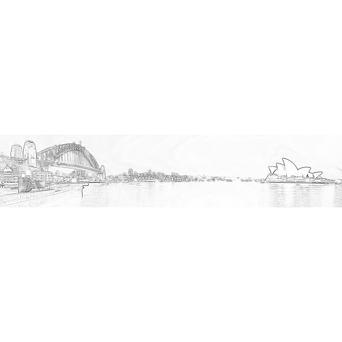 1100x1100 Sydney Harbour, Bampw Sketch - Sketch Sydney