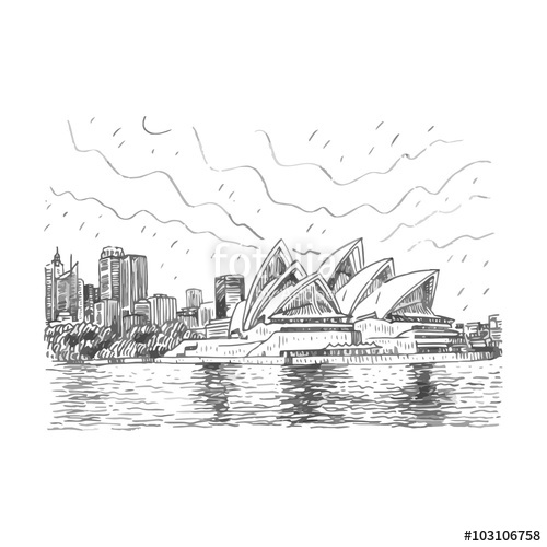 500x500 The Sydney Opera House In Sydney, Australia. Drawn Pencil Sketch - Sketch Sydney