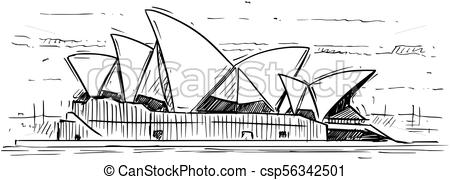 450x180 Cartoon Sketch Of Sydney Opera House, Australia. Cartoon Sketch - Sketch Sydney