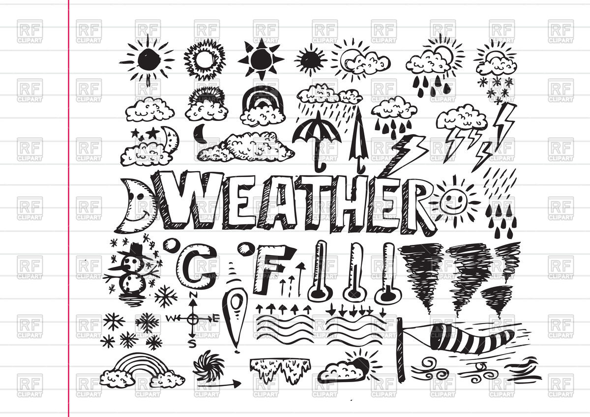 1200x848 Weather Symbols In Sketch Style Vector Image Vector Artwork Of - Sketch Symbols