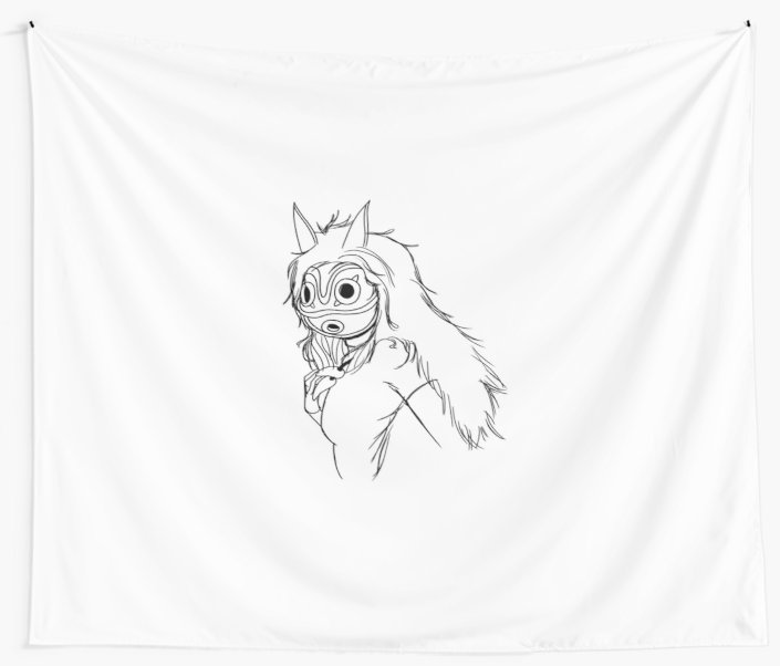 705x602 Original Art Sketch Princess Mononoke Ghibli Wall Tapestries By - Sketch Tapestry