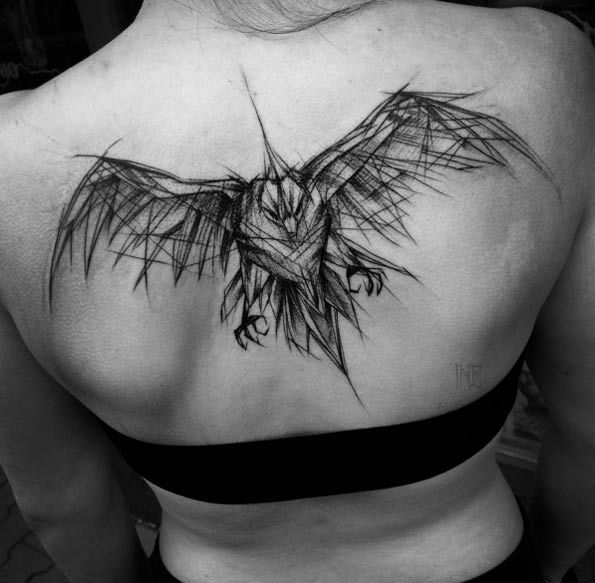 595x583 Fascinating Sketch Style Tattoo Designs Feathers - Sketch Tattoo