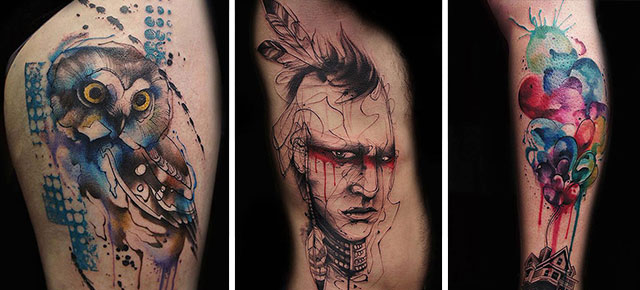 640x290 Artist Creates Stunning Freehand Tattoos On The Spot Without Any - Sketch Tattoo Art