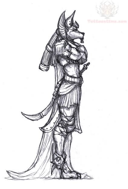 423x626 Egyptian Anubis Grey Sketch Tattoo Design - Sketch Tattoo Designs