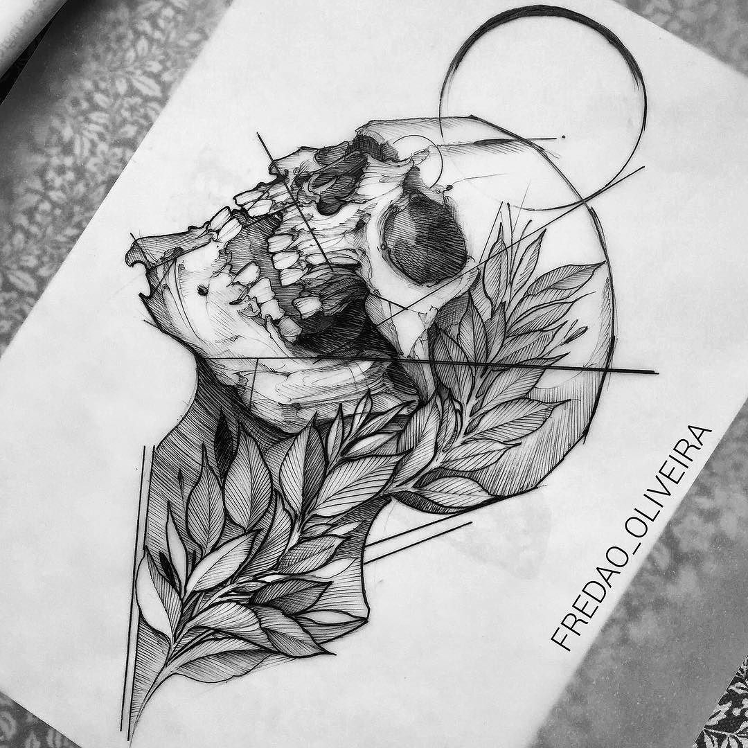 1080x1080 Skull - Sketch Tattoo Designs