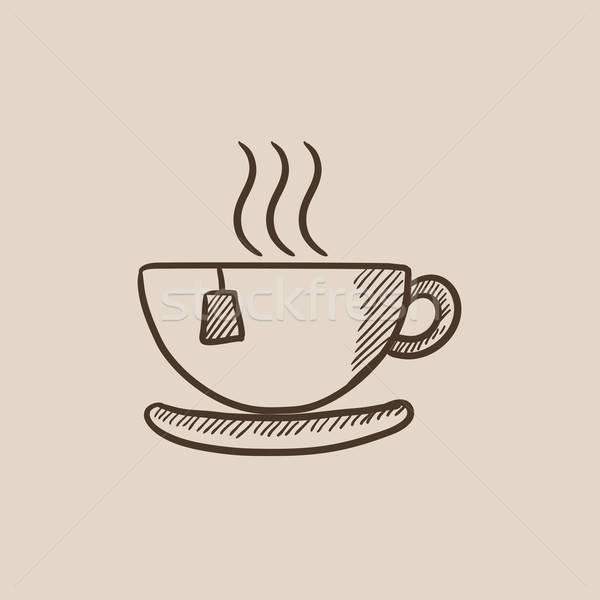 600x600 Hot Tea In Cup Sketch Icon. Vector Illustration Andrei Krauchuk - Sketch Tea Cup