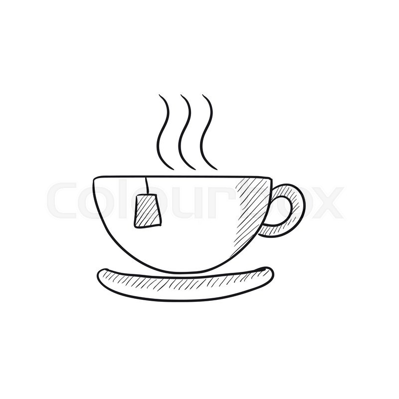 800x800 Hot Tea In Cup Vector Sketch Icon Isolated On Background. Hand - Sketch Tea Cup