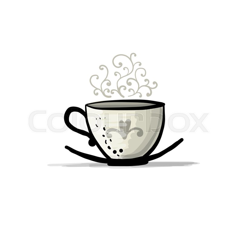 800x800 Ceramic Teacup, Sketch For Your Design. Vector Illustration - Sketch Tea Cup