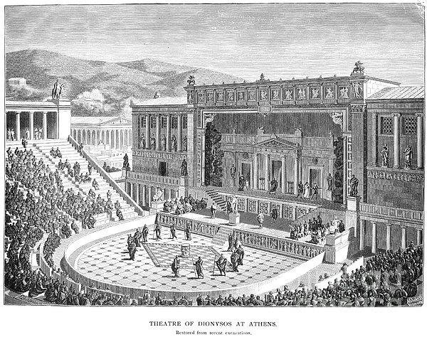 600x474 Theatre Of Dionysos Athens, Sketch By J. Buhlmann [4]. Download - Sketch Theatre