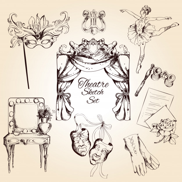 626x626 Theatre Sketch Set Vector Free Download - Sketch Theatre