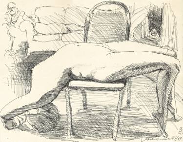 375x291 Study For Therapy I The Voyeur Drawing By Warren Criswell - Sketch Therapy
