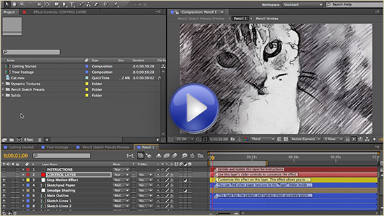 550x310 Pencil Sketch Effect For After Effects - Sketch To After Effects
