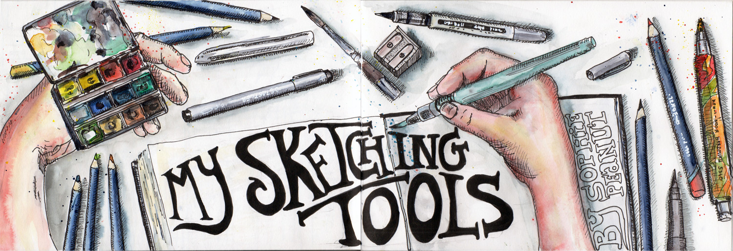 1500x514 My Favourite Urban Sketching Tools By Sophie Peanut Sketching Kit - Sketch Tool
