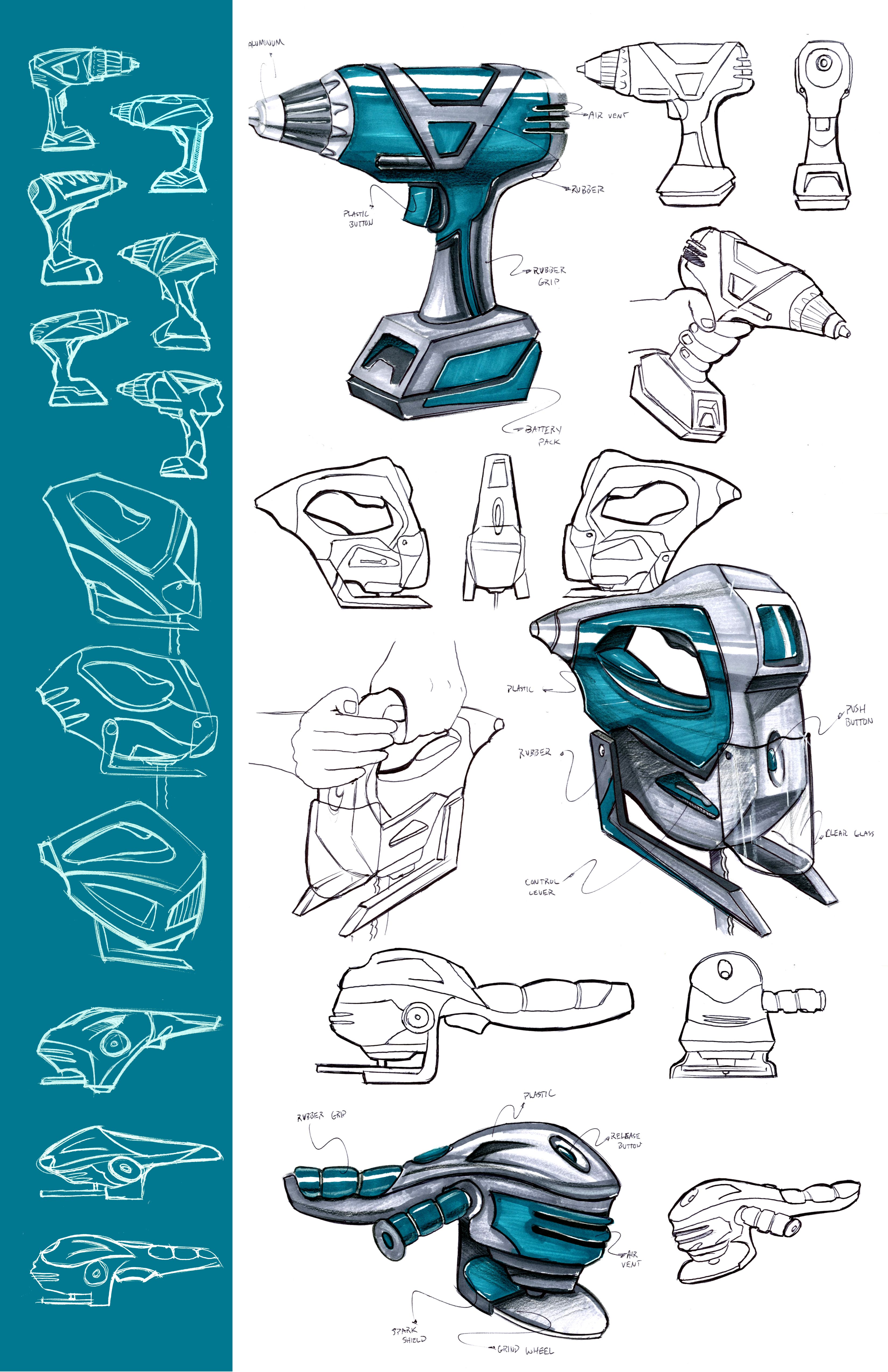 3300x5100 Power Tool Sketch Marker Rendering. Industrial Design. Product - Sketch Tool