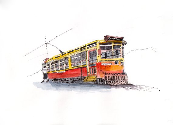 570x414 Ttc Streetcar Urban Sketch Water Colour Toronto Art Etsy - Sketch Toronto