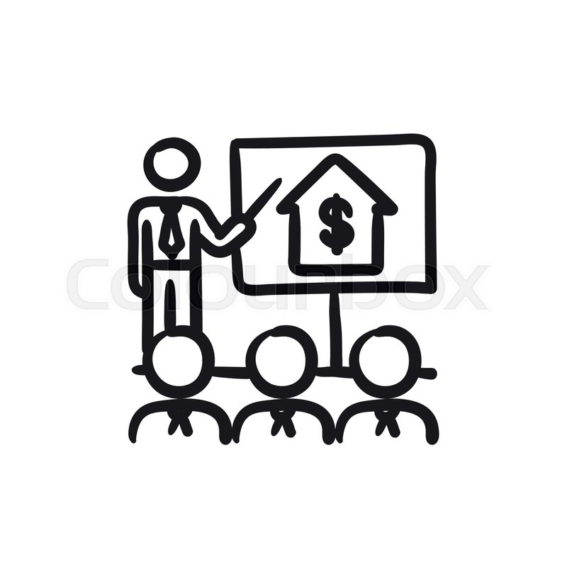 800x800 Real Estate Training Vector Sketch Icon Isolated On Background - Sketch Training