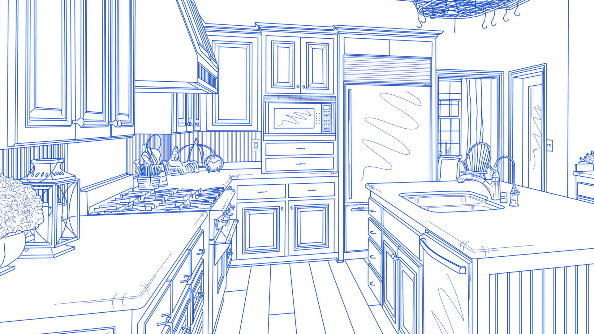 1920x1080 Transition Of Beautiful Custom Kitchen From Drawing To Completion - Sketch Transition