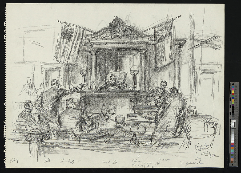 1024x736 Courtroom Sketches In Custodia Legis Law Librarians Of Congress - Sketch Trial