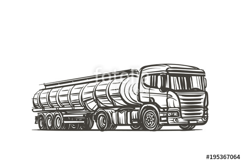 500x334 European Truck With Tank Trailer Sketch. Vector. Stock Image And - Sketch Truck