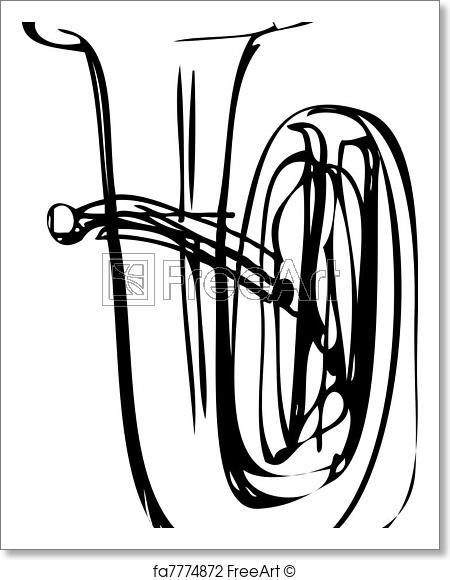 450x580 Free Art Print Of Sketch Of The Copper Tube Musical Instrument. A - Sketch Tube