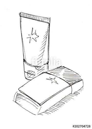360x500 Sketch Of Tube Of Cream And A Jar Of Foundation. The Tube Is - Sketch Tube