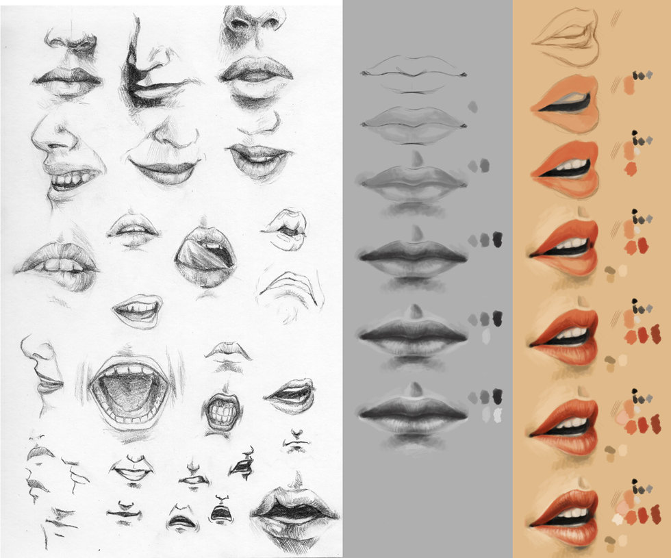 980x815 Study Sketch + Tutorial. Mouth. By Cthulhu Great - Sketch Tutorial
