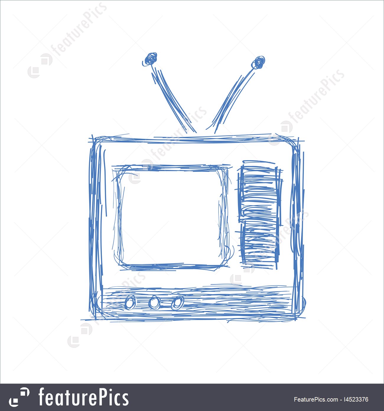 1300x1392 Hand Drawn Sketch Of A Vintage Tv Illustration - Sketch Tv