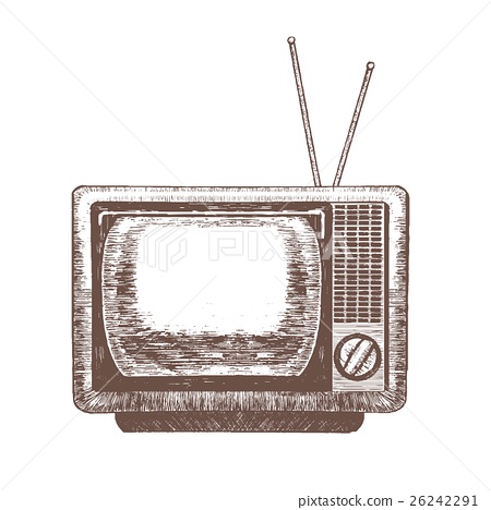 450x468 Tv Retro Hand Draw Sketch. Vector - Sketch Tv