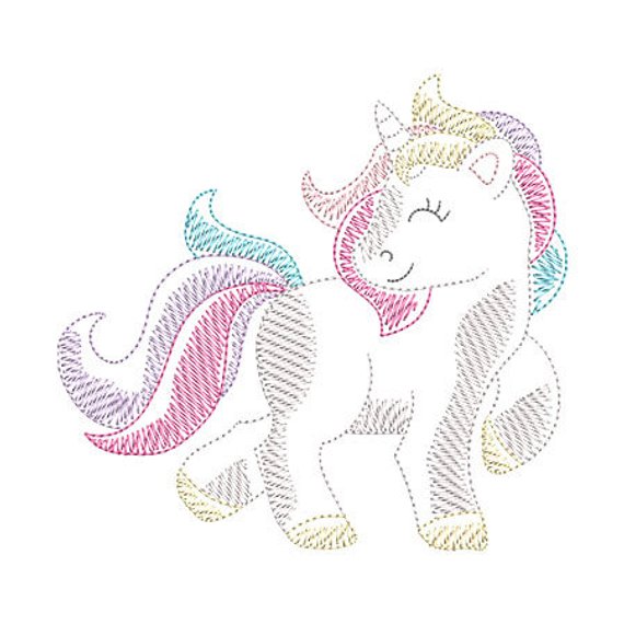 570x570 Sketch Unicorn Machine Embroidery Design Instant Download Etsy - Sketch Unicorn