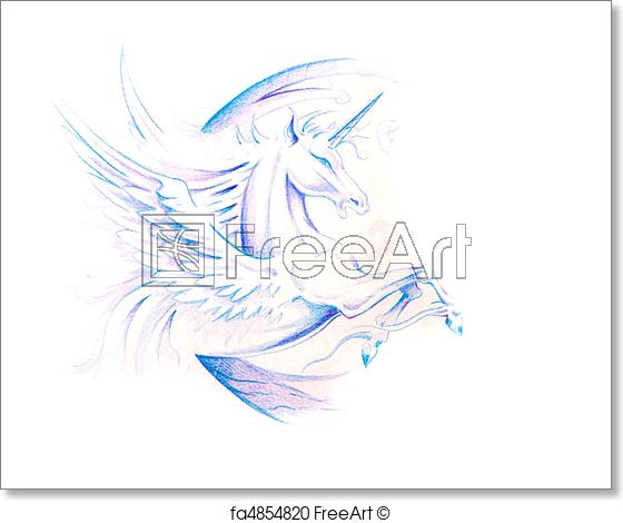 560x470 Free Art Print Of Sketch Of Tattoo Art, Horse, Unicorn Freeart - Sketch Unicorn