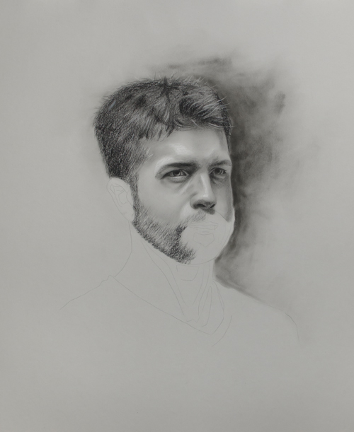 500x611 How To Draw A Charcoal Portrait Step By Step - Sketch Using Charcoal Pencil