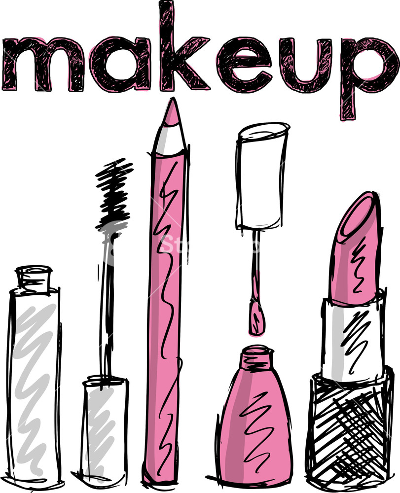 811x1000 Sketch Of Makeup Products. Vector Illustration Royalty Free Stock - Sketch Vector