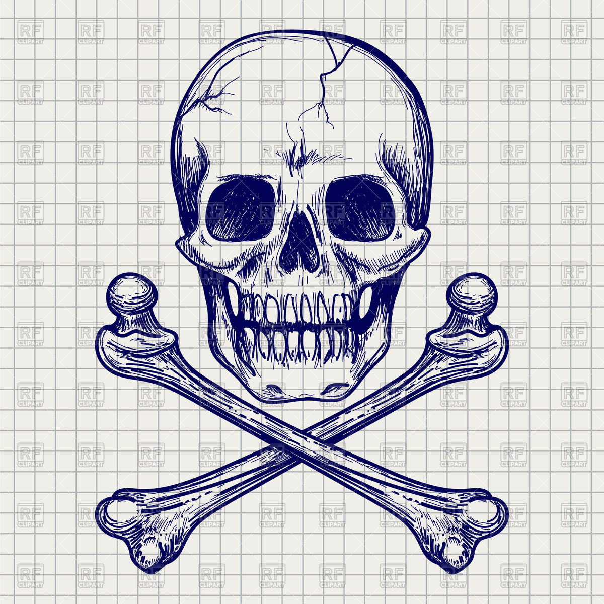 1200x1200 Ball Pen Sketch Of Skull And Cross Of Bones Vector Image Vector - Sketch Vector