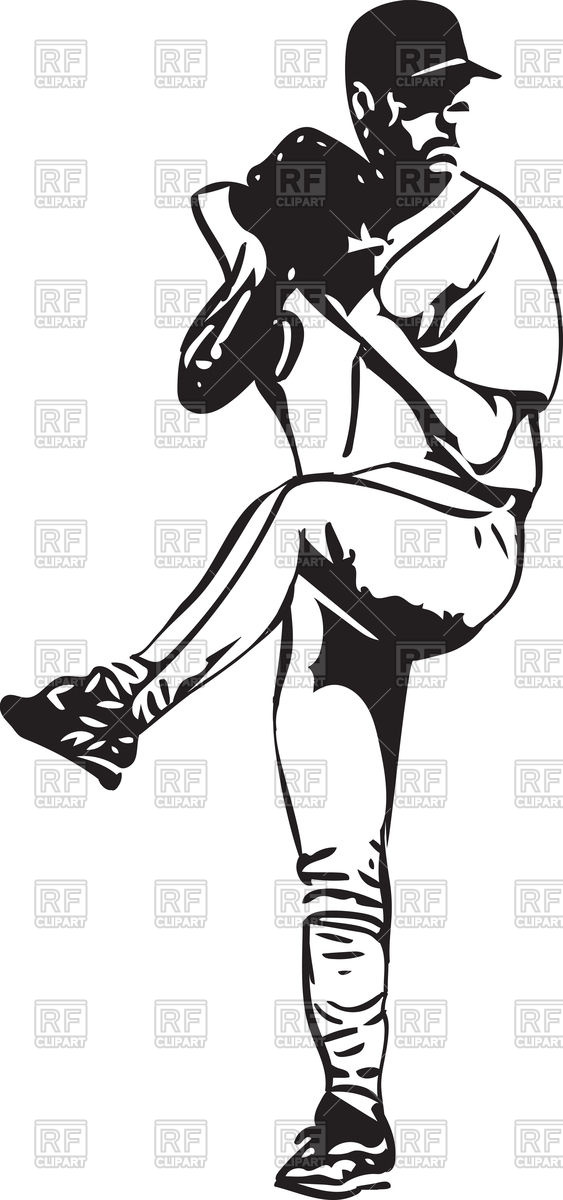 563x1200 Baseball Player Sketch On White Background Vector Image Vector - Sketch Vector