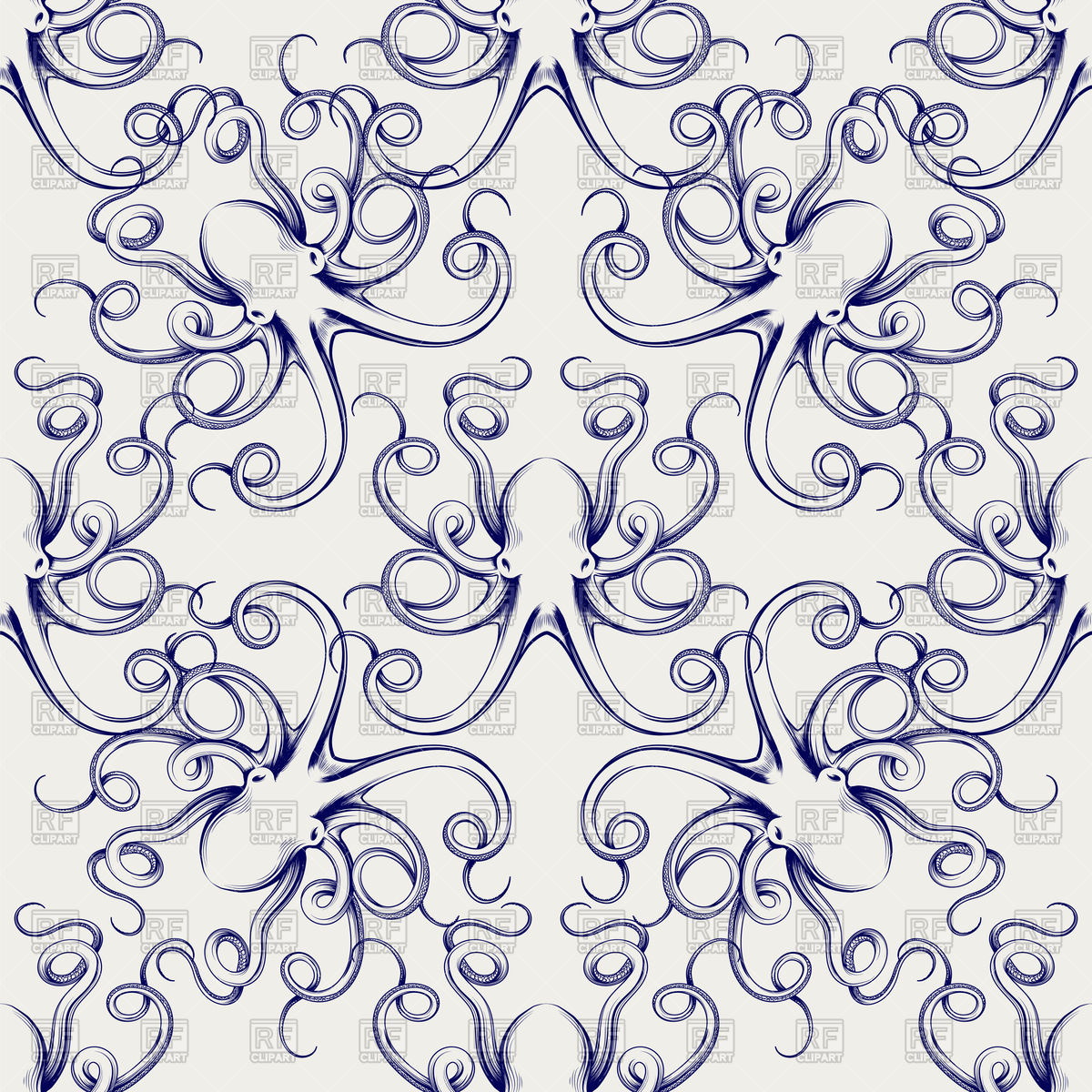1200x1200 Seamless Pattern With Hand Drawn Octopus Sketch Vector Image - Sketch Vector Free