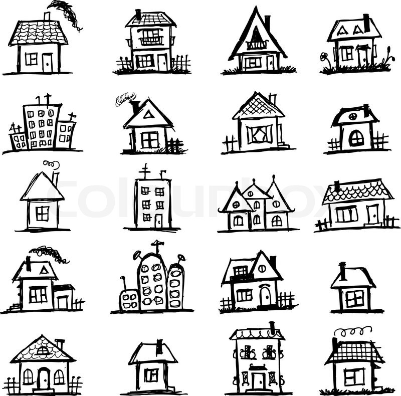 800x790 Sketch Of Art Houses For Your Design Stock Vector Colourbox - Sketch Vector Free