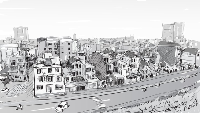 800x452 Sketch Cityscape Of Saigon City ( Ho Chi Mihn ) Vietnam Show - Sketch Vietnam