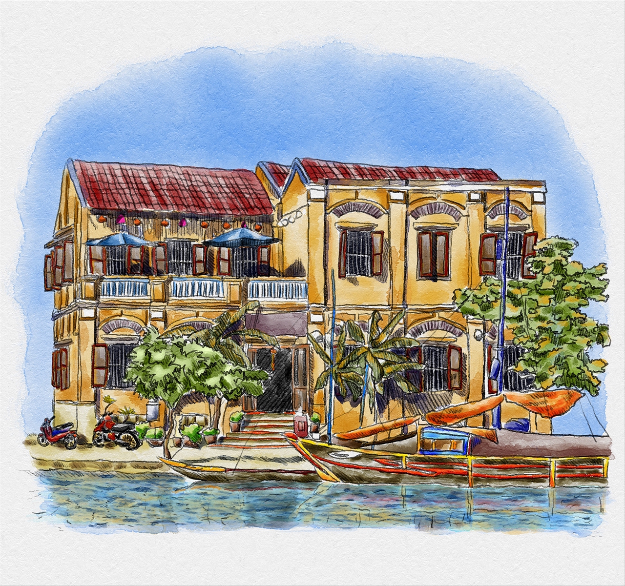 1280x1201 Urban Sketch, Vietnam By Aleksandr Miroshnikov Gallery - Sketch Vietnam