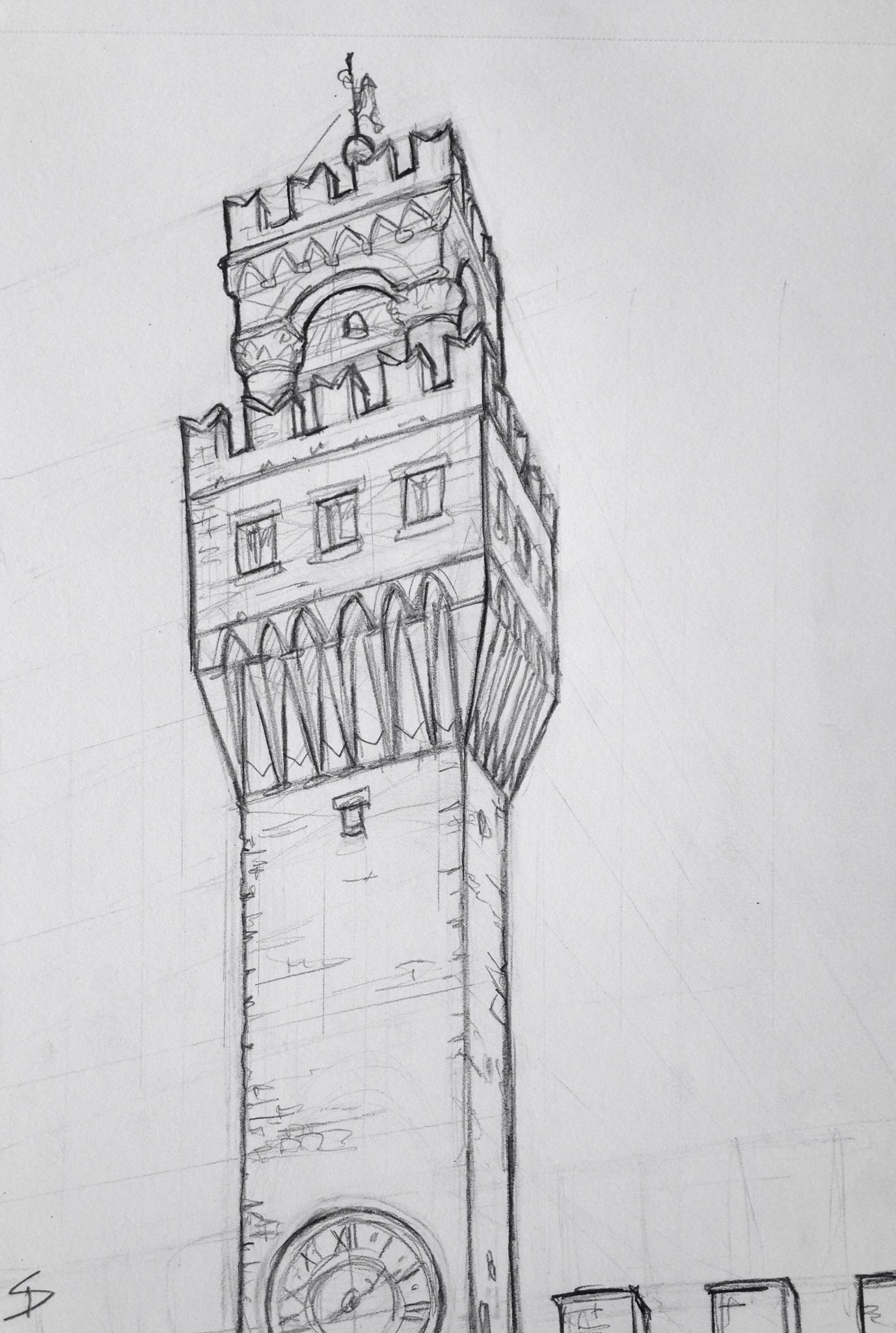 1377x2048 Quick Sketch View From The Uffizi Gallery Cafe, Florence - Sketch View